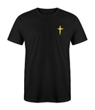 Black w/ Metallic Gold Distressed Cross
