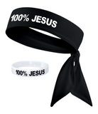 100% JESUS Tie Headband with Wristband(s)